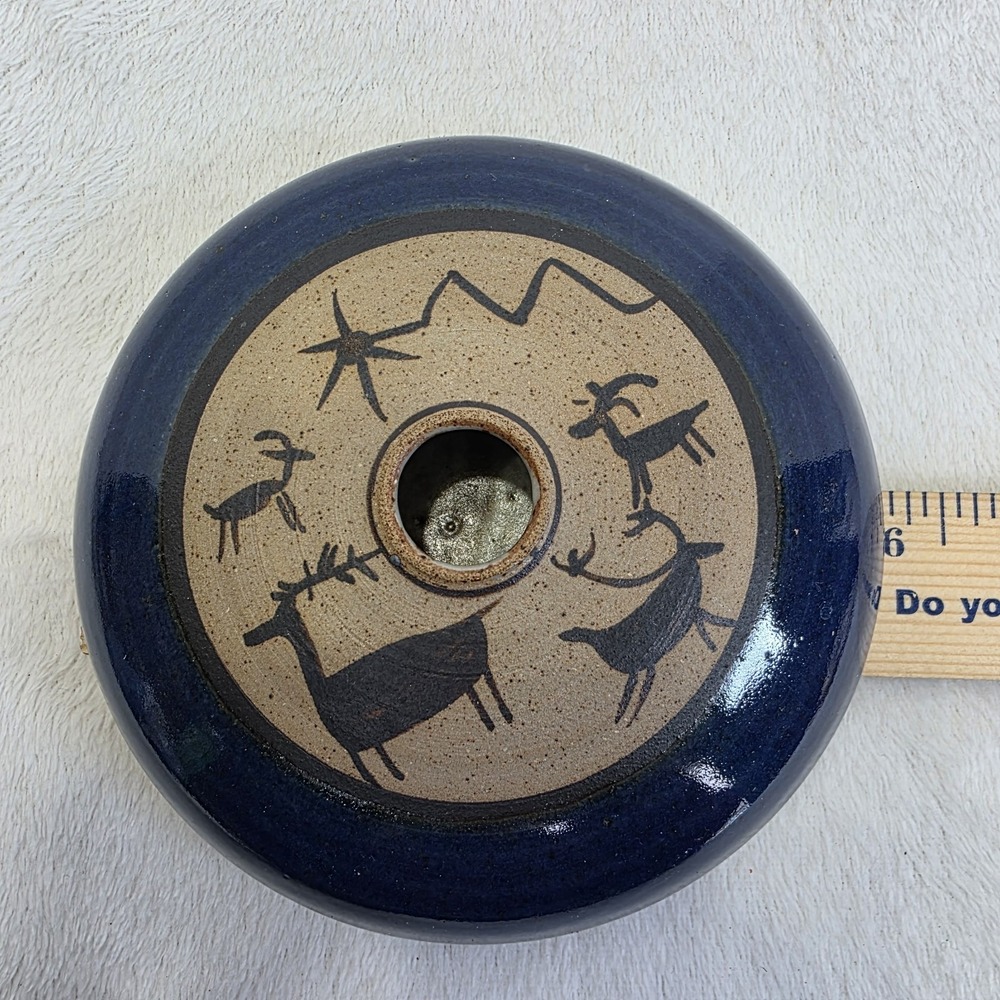 Vintage Studio Art Pottery Seed Jar Early Native Aboriginal Designs Signed TTF‎